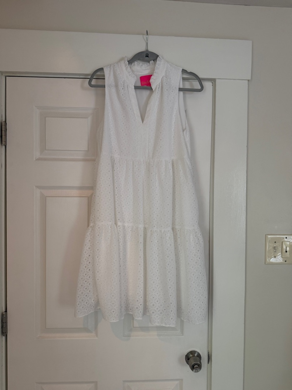 Lilly Pulitzer White Eyelet Sleeveless Tiered Dress